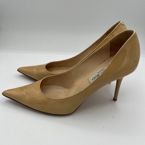 Jimmy Choo Black Patent Leather Heels Size 38.5 with Box - Picture 3 of 14